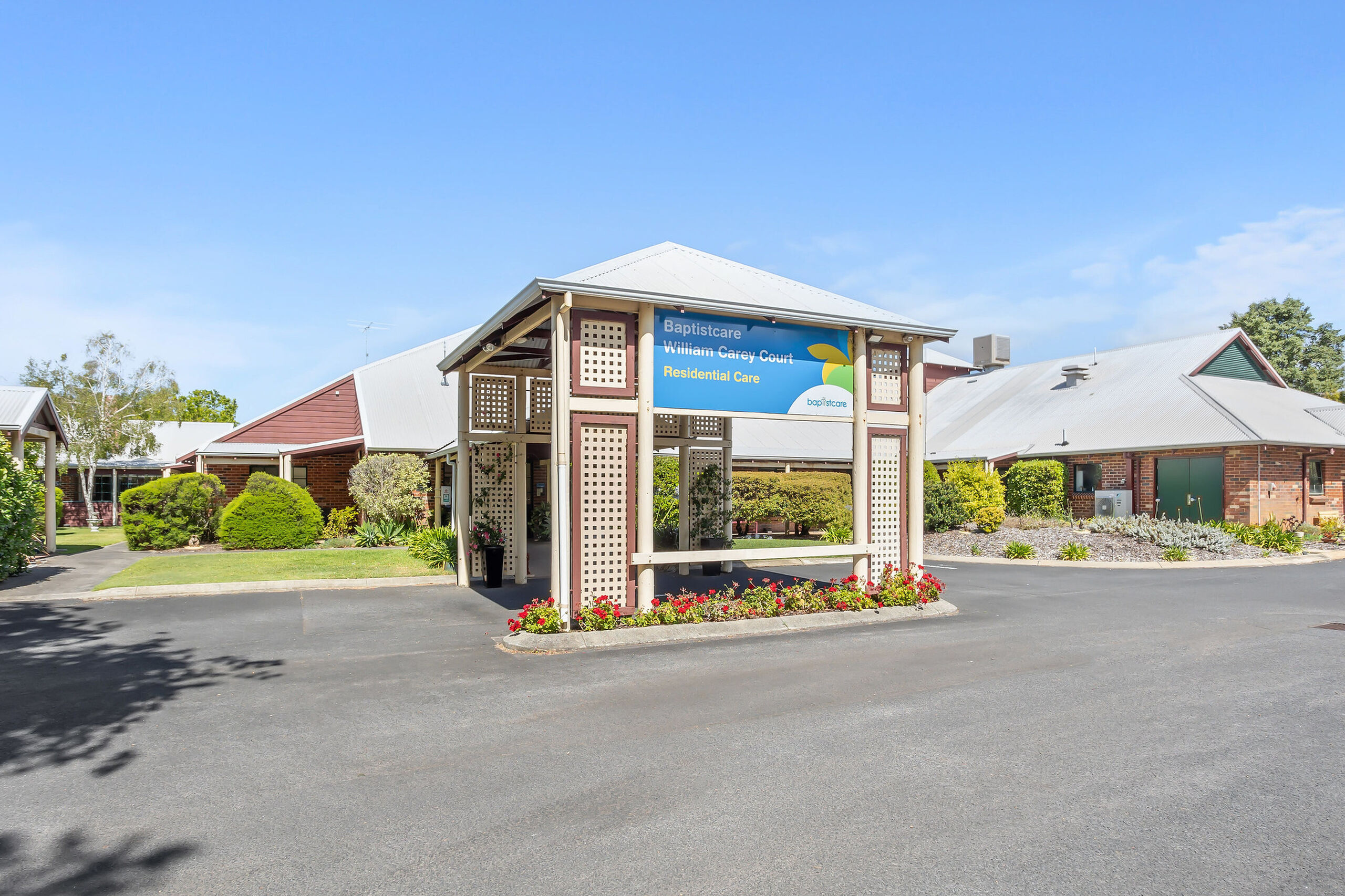 main entry for nursing home residents at baptistcare william carey court aged care home in busselton wa