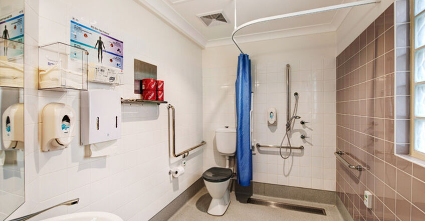 spacious shared ensuite for two elderly aged care residents including dementia care in baptistcare aminya centre residential aged care home