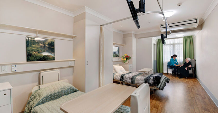 spacious twin room for two elderly aged care residents including dementia care in baptistcare aminya centre residential aged care home