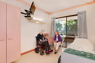 spacious single room for elderly aged care resident including dementia care in baptistcare caloola centre residential aged care home