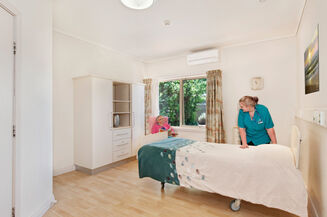 spacious single room for elderly aged care resident including dementia care in baptistcare caloola centre residential aged care home