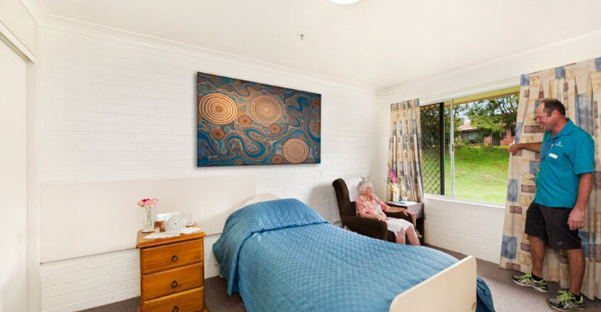spacious single room for elderly aged care resident including dementia care in baptistcare maranoa centre residential aged care home in alstonville far north coast