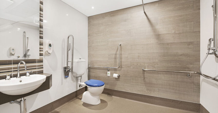 ensuite for single room for elderly aged care resident including dementia care at baptistcare orana centre nursing home point clare central coast nsw