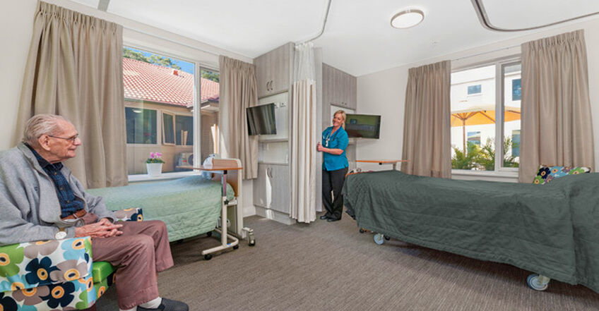 twin room for elderly aged care resident including dementia care at baptistcare orana centre nursing home point clare central coast nsw