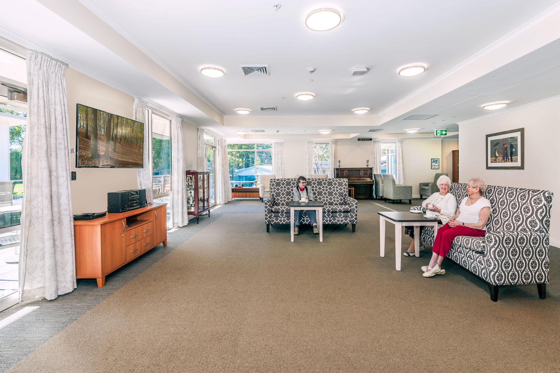 modern lounge room for aged care residents to socialise at baptistcare orana centre aged care home in point clare nsw central coast