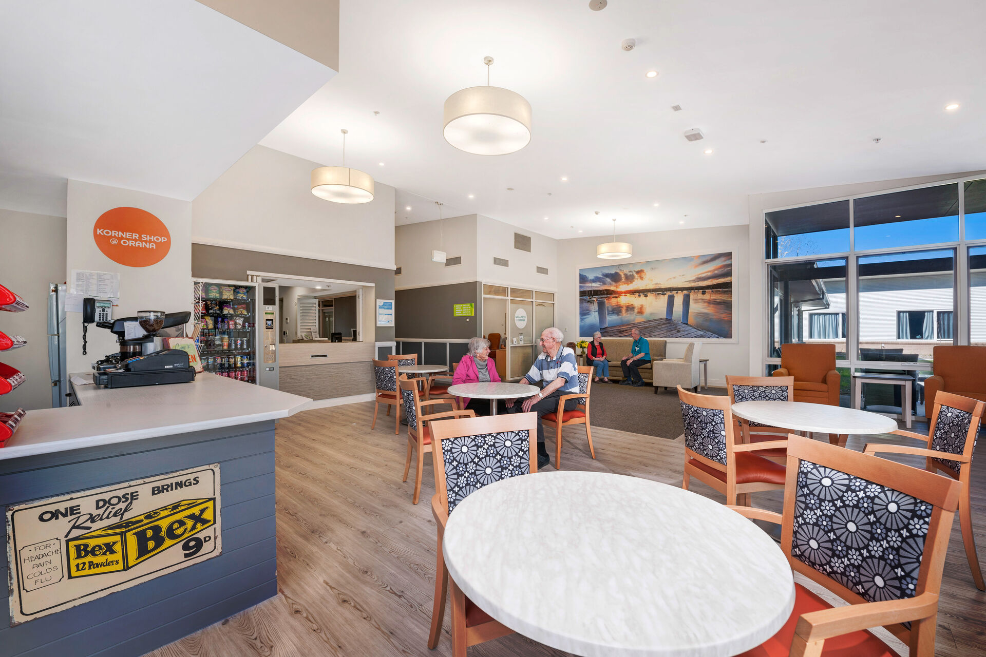 modern sitting area for aged care residents to socialise at baptistcare orana centre aged care home in point clare nsw central coast