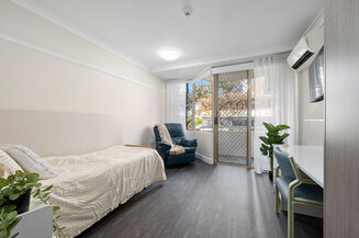spacious single room for elderly aged care resident including dementia care in baptistcare dorothy henderson lodge macquarie park nsw northern sydney residential aged care home
