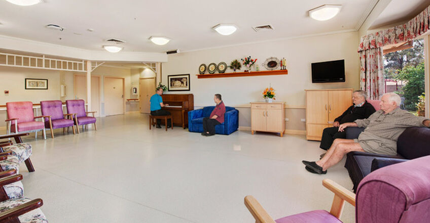 large commual sitting area for nursing home residents to socialise baptistcare caloola centre residential aged care home