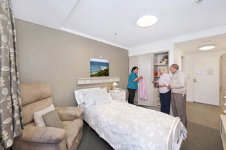 spacious single room for elderly aged care resident including dementia care in baptistcare warena centre residential aged care home bangor sutherland shire sydney