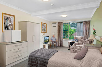 spacious private room for elderly aged care resident including dementia care in baptistcare warena centre residential aged care home bangor sutherland shire sydney