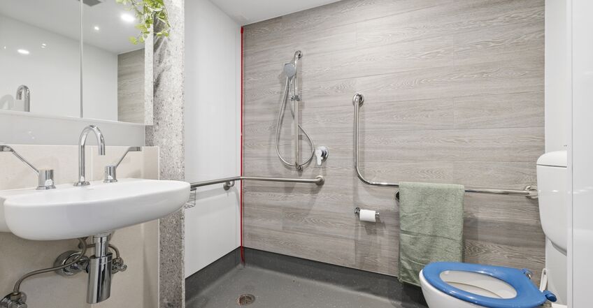 ensuite for spacious single room for elderly aged care resident including dementia care in baptistcare dorothy henderson lodge macquarie park nsw northern sydney residential aged care home