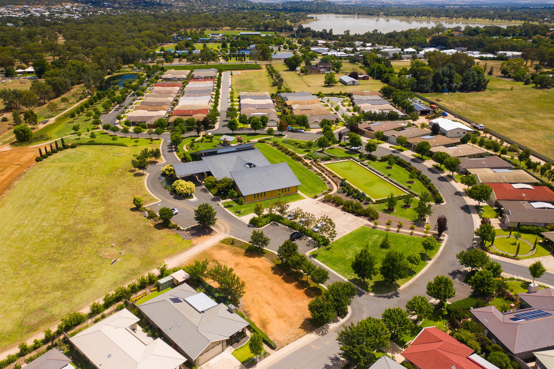 a birds eye view of the grange retirement village in wagga wagga