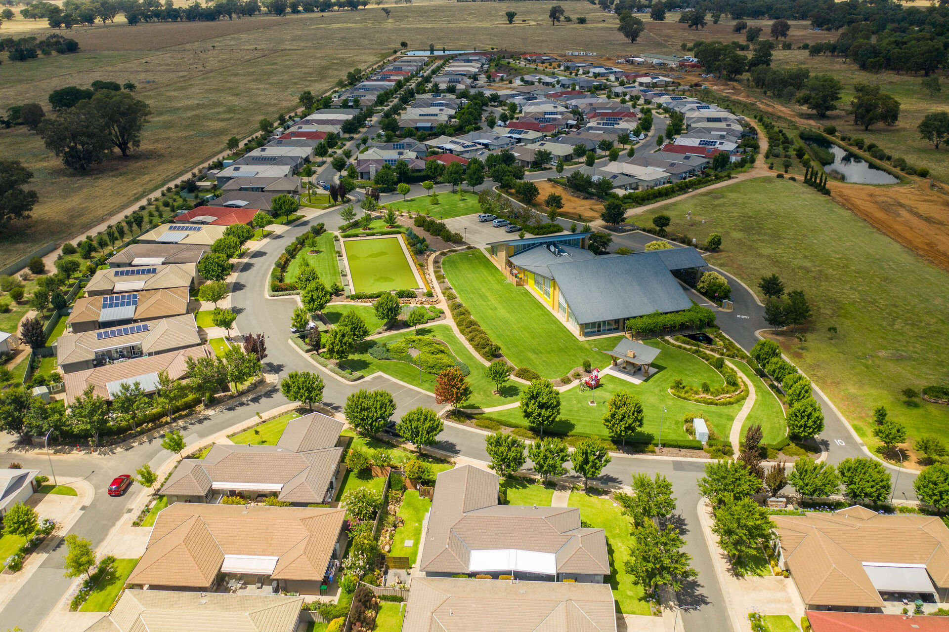 a birds eye view of the grange retirement village in wagga wagga