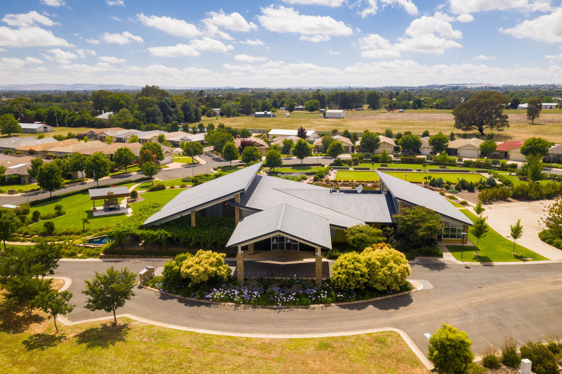 high view of the community centre for all residents at the grange retirement village in wagga wagga