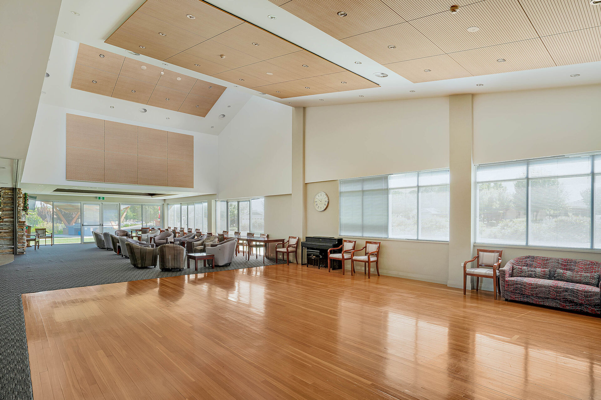 spacious interior of the community centre available for all residents at the over 55s baptistcare the grange retirement village in wagga wagga