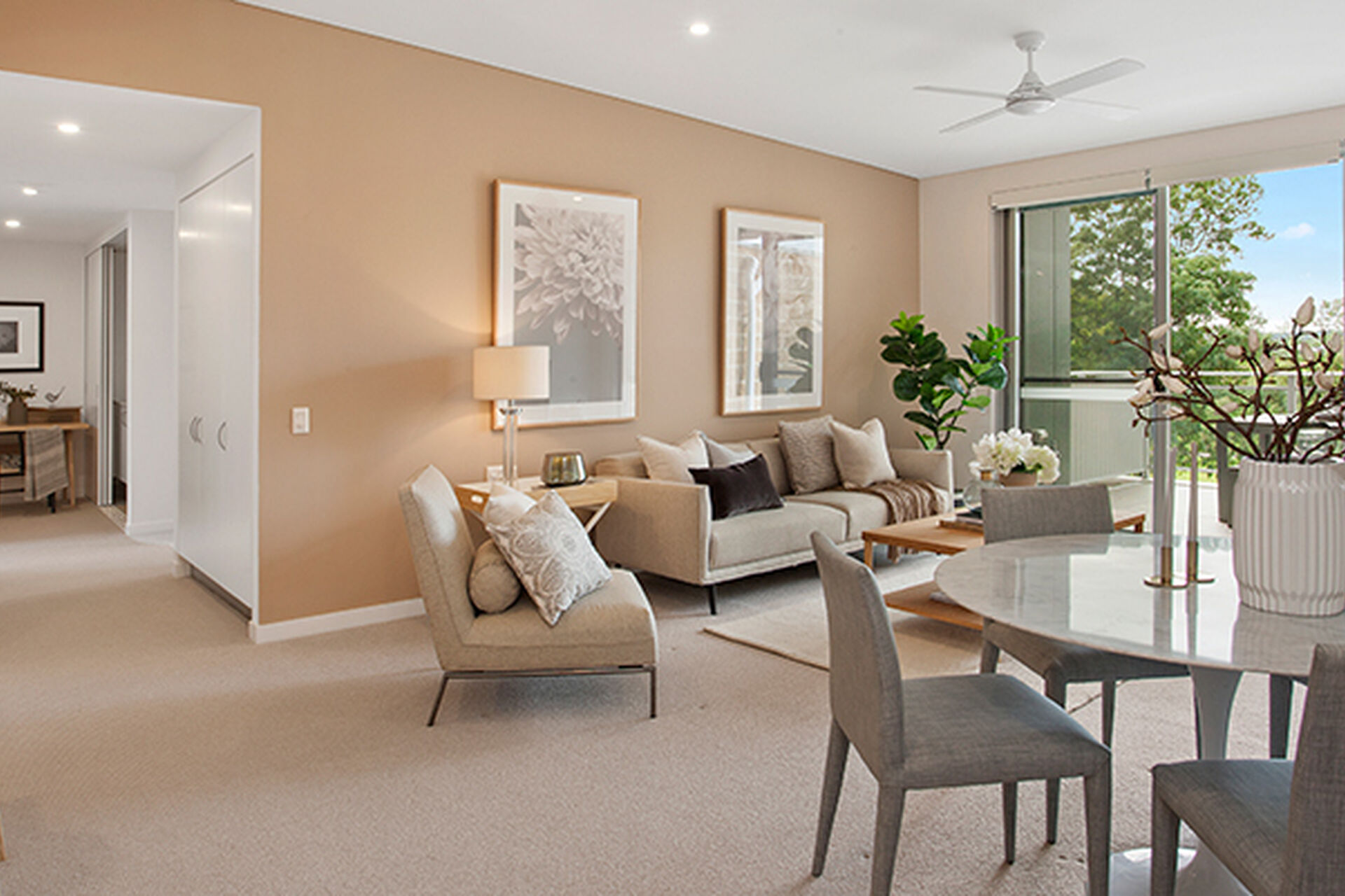 living room and dining room at baptistcare gracewood retirement village in kellyville hills district