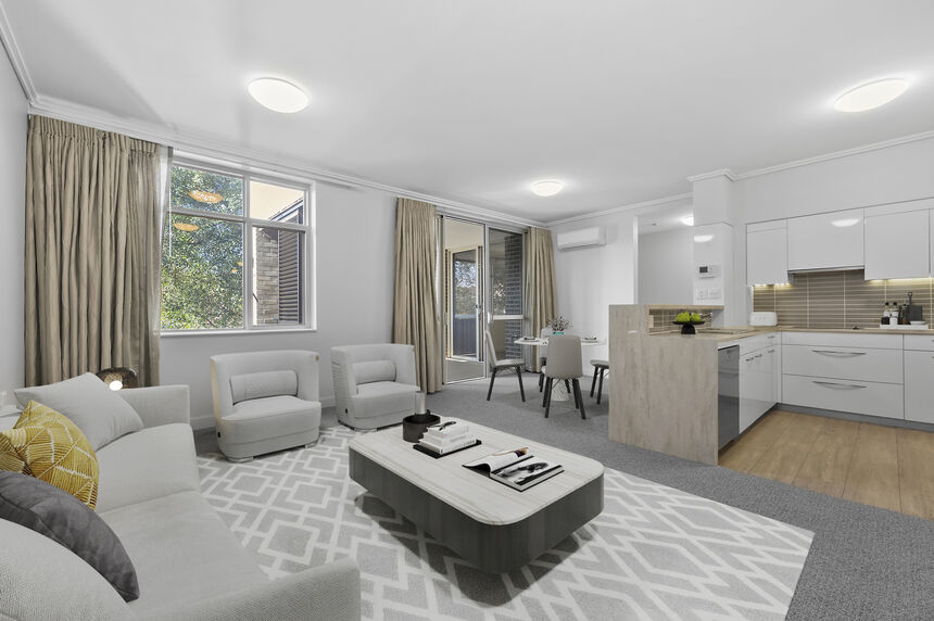 interior living room of a retirement living Sydney location