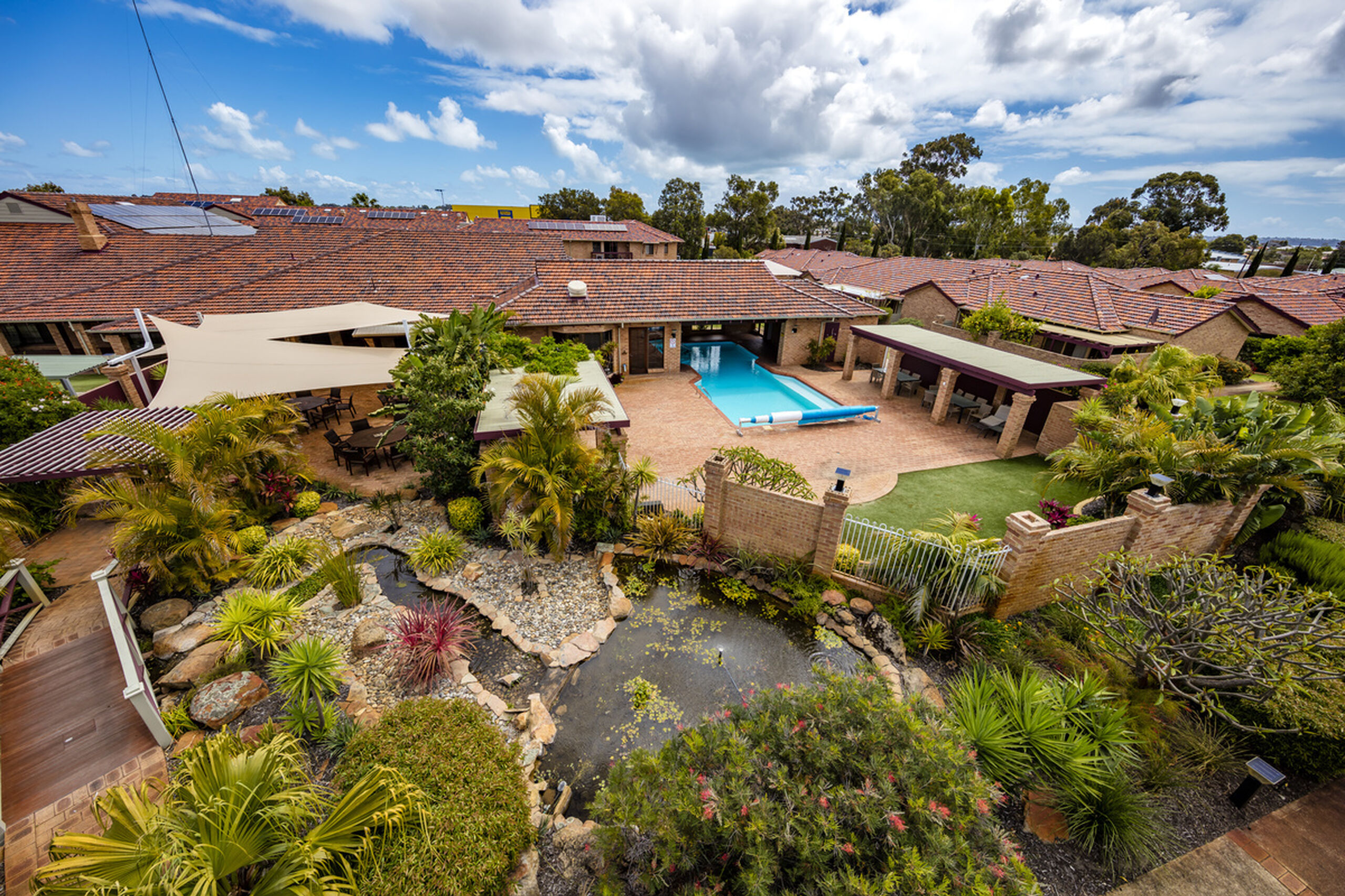main facade of one of the retirement living villages at baptistcare gracehaven retirement village in rockingham wa