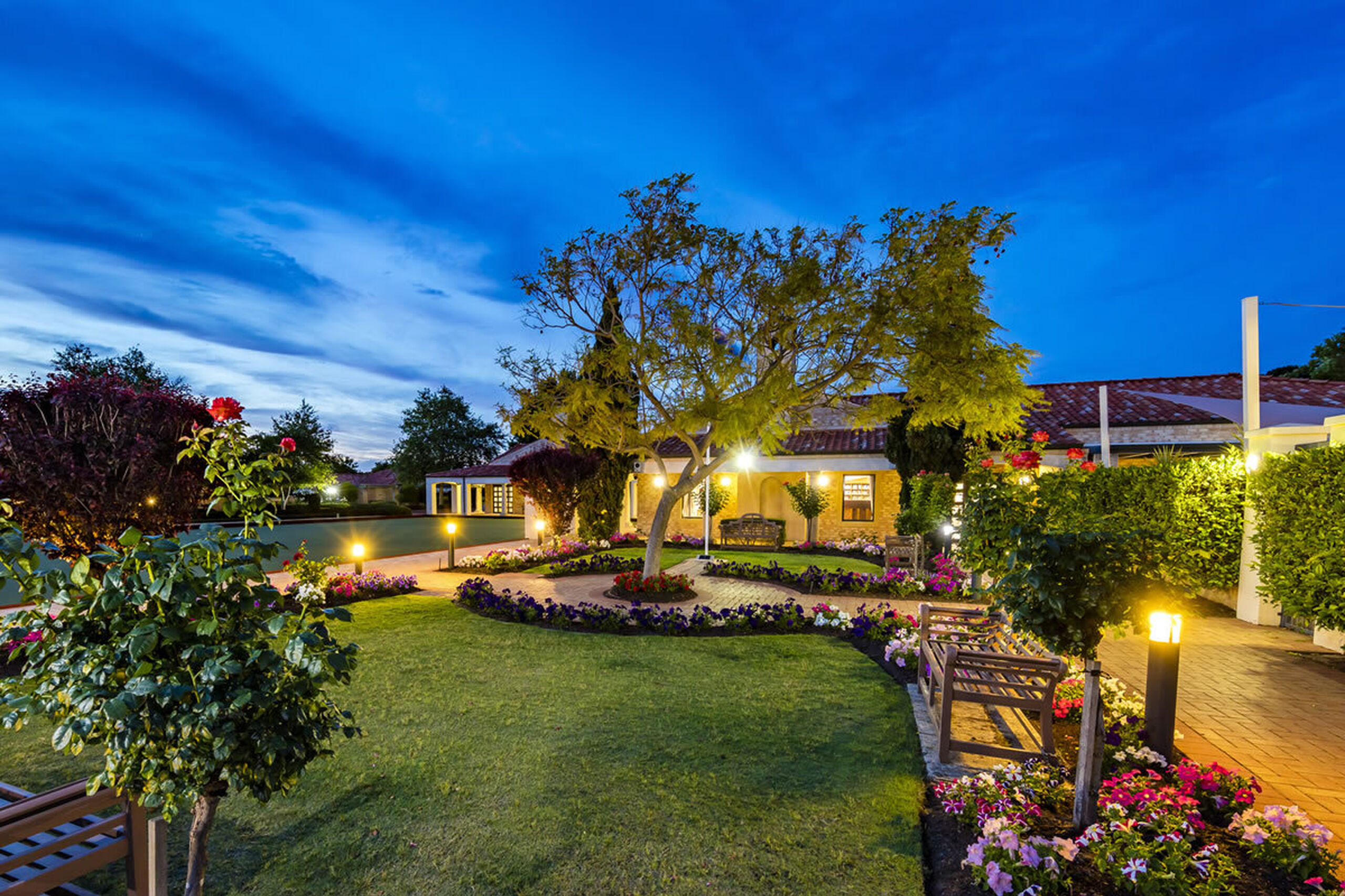 main facade of one of the retirement living villages at baptistcare gracehaven retirement village in rockingham wa