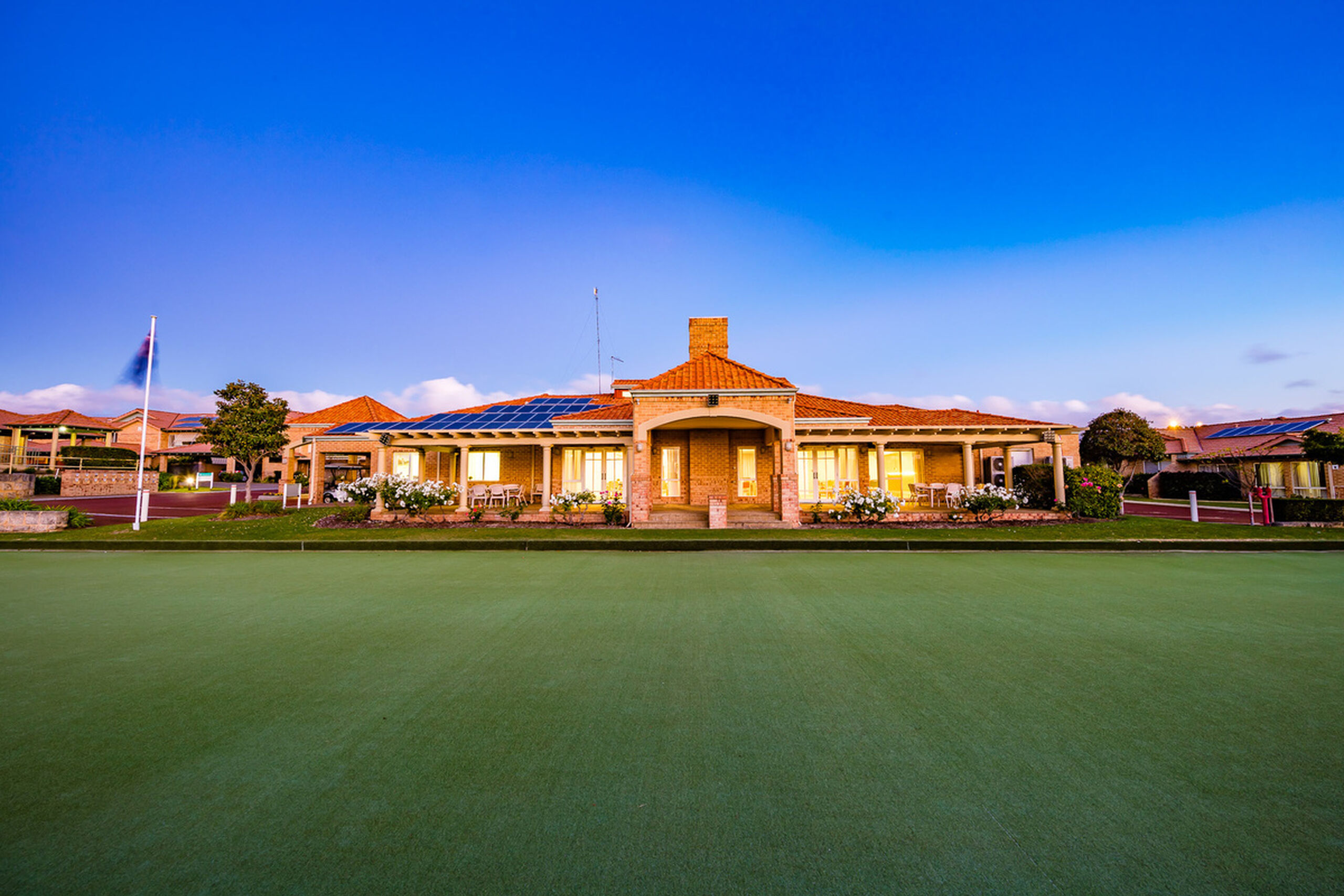 main facade of one of the retirement living villages at baptistcare gracehaven retirement village in rockingham wa