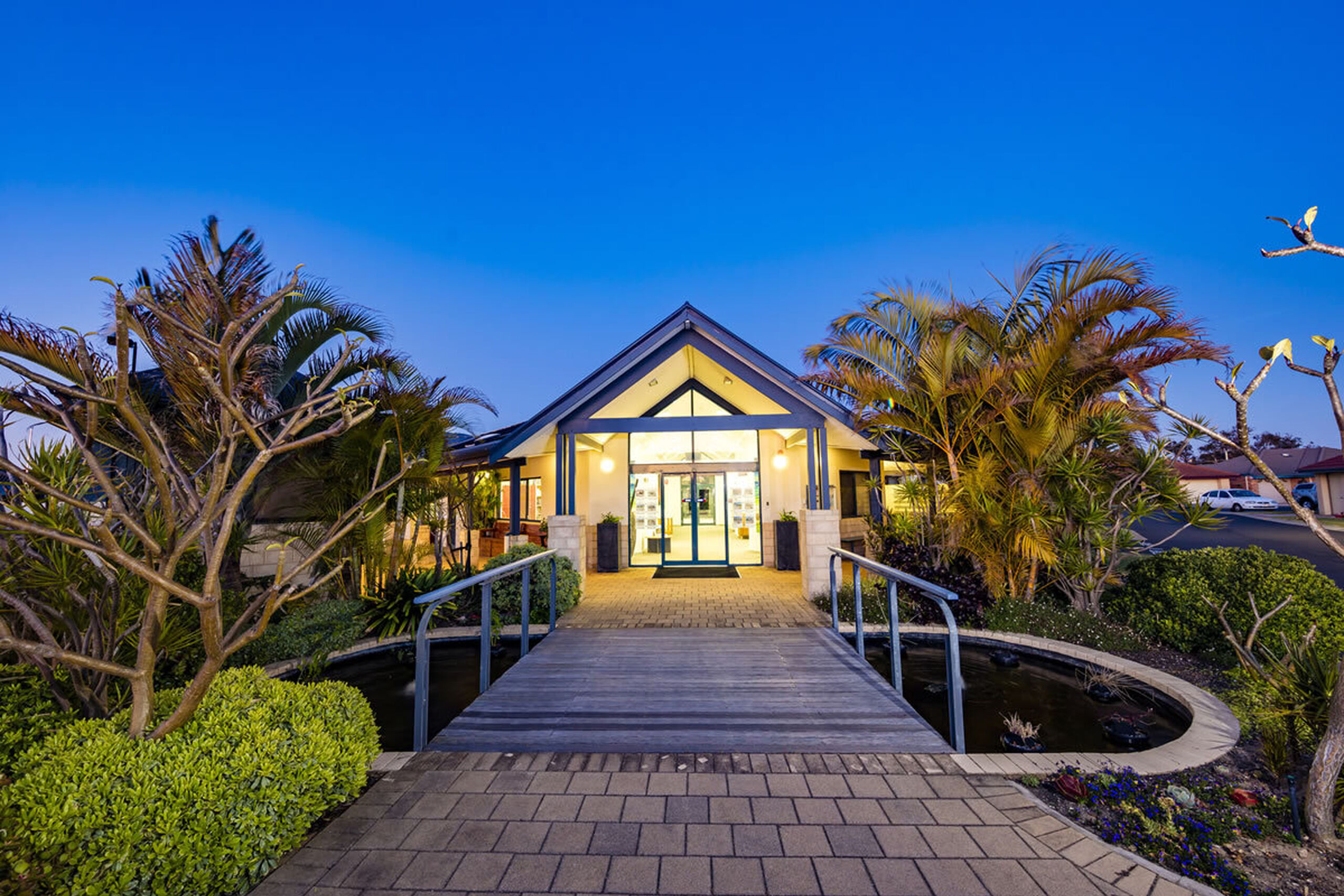 main facade of one of the retirement living villages at baptistcare gracehaven retirement village in rockingham wa