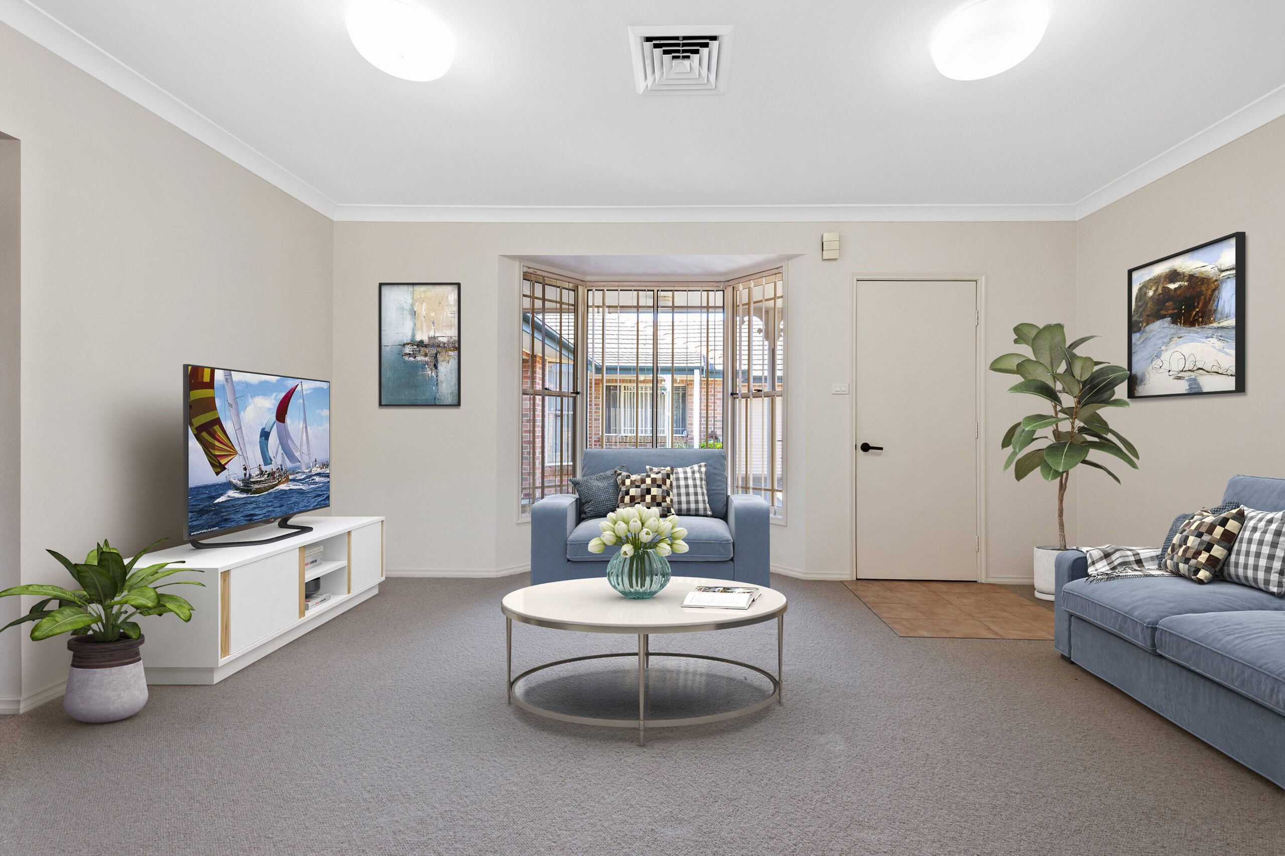 large spacious living room in a 2 bedroom home at the over 55s baptistcare All Saints retirement village in New Lambton Newcastle