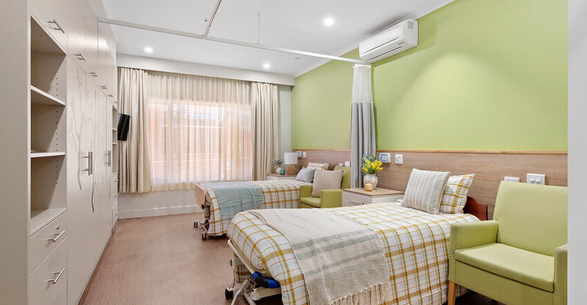 twin room for elderly aged care resident including dementia care at baptistcare orana centre nursing home point clare central coast nsw