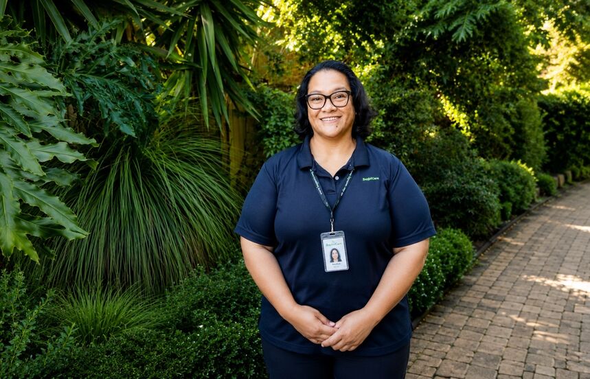 Smiling nurse in the garden 2