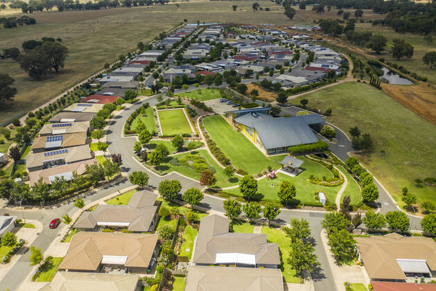 Arial shot of the grange retirement village in wagga wagga nsw