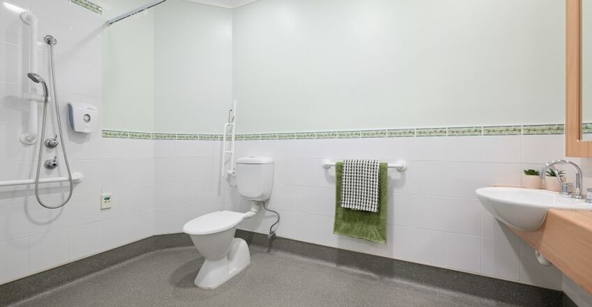 ensuite for twin room for elderly aged care resident including dementia care in baptistcare warena centre residential aged care home bangor sutherland shire sydney